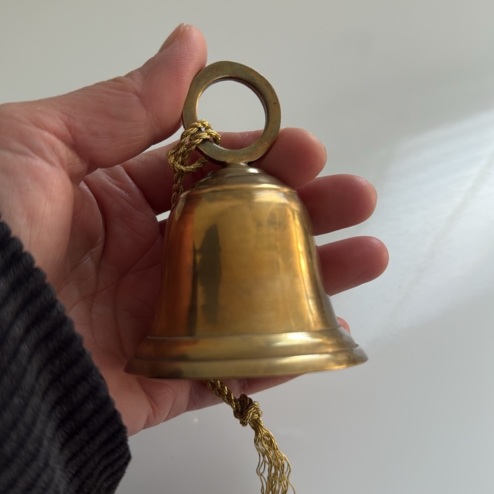Vintage Brass Bell with Rope Handle